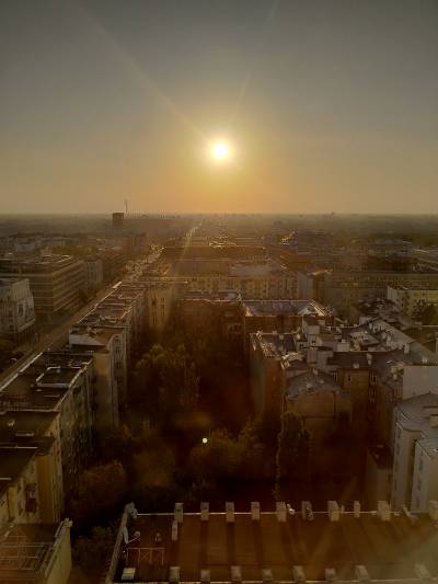 Warschau Sonnenaufgang - Blick aus dem Hotelzimmer im 20. Stock.