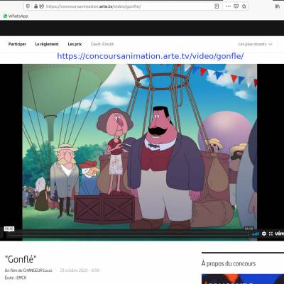 Screenshot des Zeichentrickfilms »Gonflé« des Players von Vimeo.