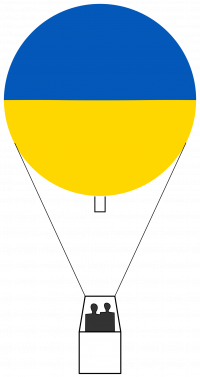 Gasballon blau-gold, den Farben der Ukraine.