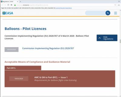 Screenshot of the EASA-Website AMC&GM to Part-BFCL